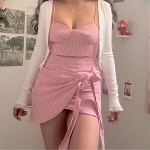 Fashion Nova Viola Striped Skirt Set